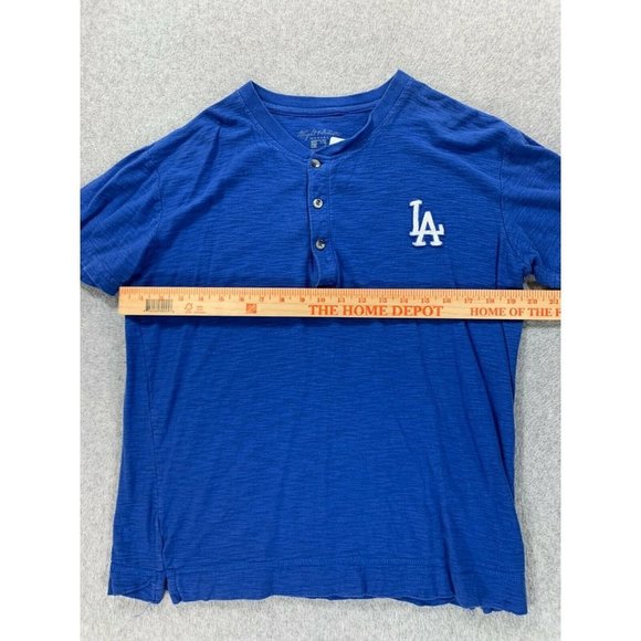 Los Angeles Dodgers Baseball Short Sleeve Henley Shirt (Men's Small) Blue - Picture 6 of 10